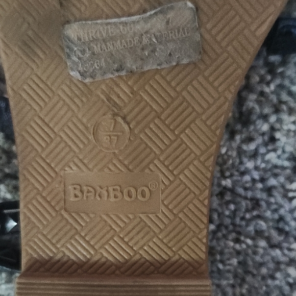 BAMBOO Black and Brown T-Strap Sandals with Studs - Picture 2 of 6